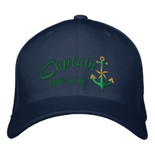 Personalisierter Kapitän Nautical Anchor Name Bestickte Kappe