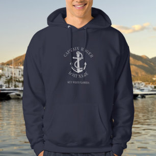Personalisierter Kapitän Nautical Anker Boot Name Hoodie