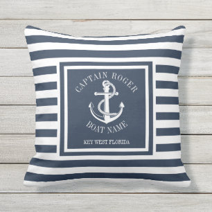 Personalisierter Kapitän Navy Blau Nautischer Anke Kissen
