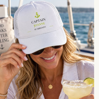 Personalisierter Kapitänsname & Bootsname Nautical Truckerkappe