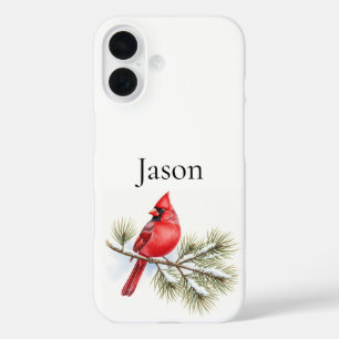 Personalisierter Kardinal auf Pine Bird Lover Gift iPhone 16 Hülle