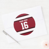 Personalisierter Kardinal Rot und Schwarze Sportst Runder Aufkleber (Umschlag)