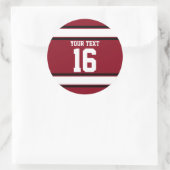 Personalisierter Kardinal Rot und Schwarze Sportst Runder Aufkleber (Tasche)