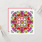 Personalisierter Kardinal und Blume Mandala Geburt Karte (Vorderseite/Rückseite Beispiel)