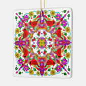 Personalisierter Kardinal und Blume Mandala Keramikornament (Links)