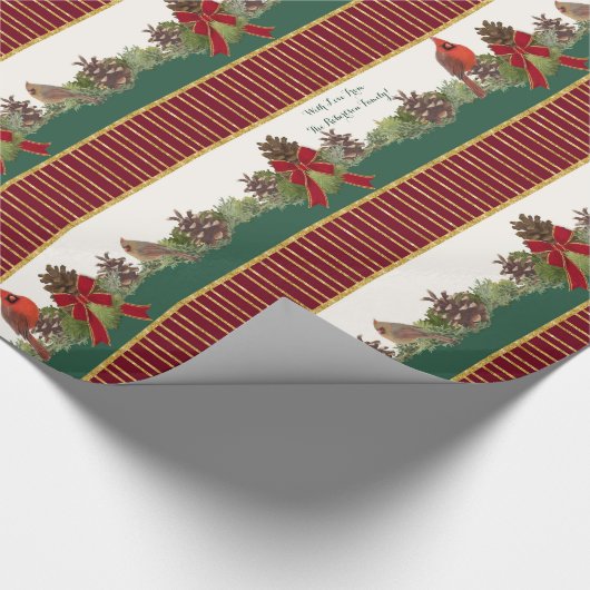 Personalisierter Kardinal zu Weihnachten Geschenkpapier (Ecke)