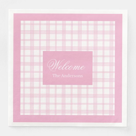 Personalisierter Karierter Napkins Klassischer ros Serviette (Vorderseite)