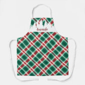 Personalisierter Karierter Weihnachtsbaum in Rot u Schürze (Vorderseite)