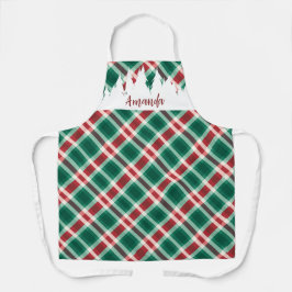 Personalisierter Karierter Weihnachtsbaum in Rot u Schürze