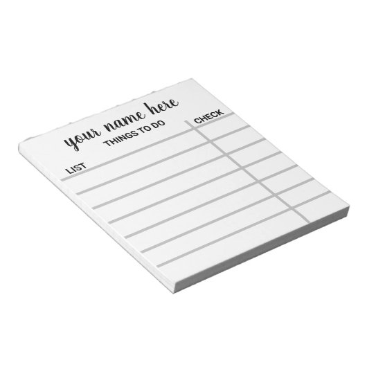 Personalisierter Karo List Notepad Notizblock (angewinkelt)