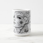 Personalisierter Kartenkompass Frau Kunst im Vinta Kaffeetasse (Mittel)