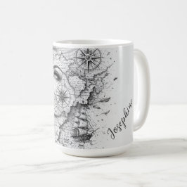 Personalisierter Kartenkompass Frau Kunst im Vinta Kaffeetasse