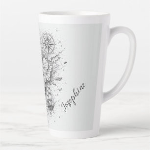 Personalisierter Kartenkompass Frau Kunst Vintage Milchtasse