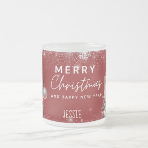 Personalisierter Kätzchen-Weihnachtsmannhut Weihna Mattglastasse