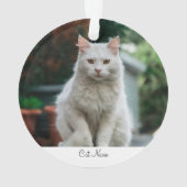 Personalisierter Katze Name Foto Ornament (Rückseite)