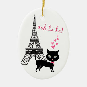 Personalisierter Katze und Eiffelturm Paris Oh La Keramik Ornament