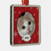 Personalisierter Katzen-Foto-Feiertag Ornament Aus Metall (Rechts)