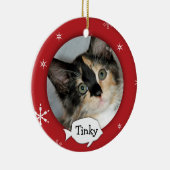 Personalisierter Katzen-/Haustier-Foto-Feiertag Keramik Ornament (Rechts)