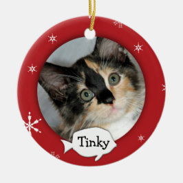 Personalisierter Katzen-/Haustier-Foto-Feiertag Keramik Ornament