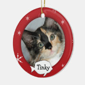 Personalisierter Katzen-/Haustier-Foto-Feiertag Keramik Ornament (Links)