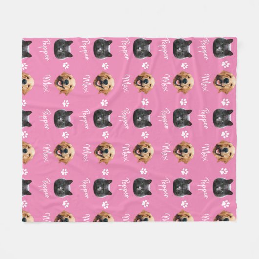 Personalisierter Katzen- und Hundename und Foto, P Fleecedecke (Vorderseite (Horizontal))