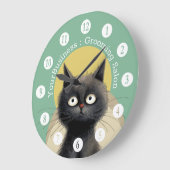 Personalisierter Katzenbausaal Große Wanduhr (Winkel)