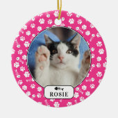 Personalisierter Katzenfisch Knochen und Pawprint Keramik Ornament (Vorne)