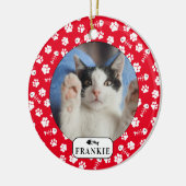Personalisierter Katzenfisch Knochen und Pawprint  Keramik Ornament (Links)