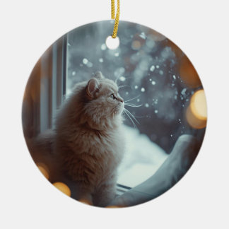 Personalisierter Katzenfoto-Weihnachtsbaumschmuck Keramik Ornament