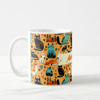 Personalisierter Katzenliebhaber-Name-Nahtbecher,  Kaffeetasse