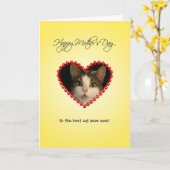 Personalisierter Katzenmamma Mutter-Tag Karte (Gelbe Blume)