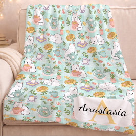 Personalisierter Katzenmonogramm-Name Pastell-High Fleecedecke