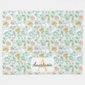 Personalisierter Katzenmonogramm-Name Pastell-High Fleecedecke (Vorderseite (Horizontal))