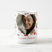 Personalisierter Katzenmutter-Erdbeer-Kätzchen-Bec Kaffeetasse (Mittel)