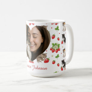 Personalisierter Katzenmutter-Erdbeer-Kätzchen-Bec Kaffeetasse