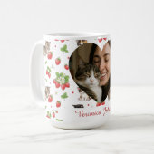 Personalisierter Katzenmutter-Erdbeer-Kätzchen-Bec Kaffeetasse (Vorderseite Links)