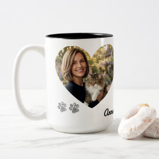 Personalisierter Katzenmutter-Foto-Becher mit indi Zweifarbige Tasse