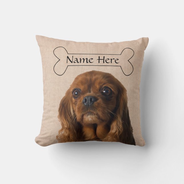 Personalisierter Kavalier König Charles Spaniel Hu Kissen (Vorderseite)