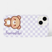 Personalisierter Kawaii-Bärenhandy-Fall, Lila iPhone Hülle (Rückseite (Horizontal))