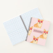 Personalisierter Kawaii Corgi mit Herz-Sonnenbrill Notizblock (Innenseite)