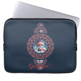 Personalisierter Kawaii Fox Ornamental Mandala Laptopschutzhülle