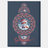 Personalisierter Kawaii Fox Ornamental Mandala Magnet (Vorderseite)