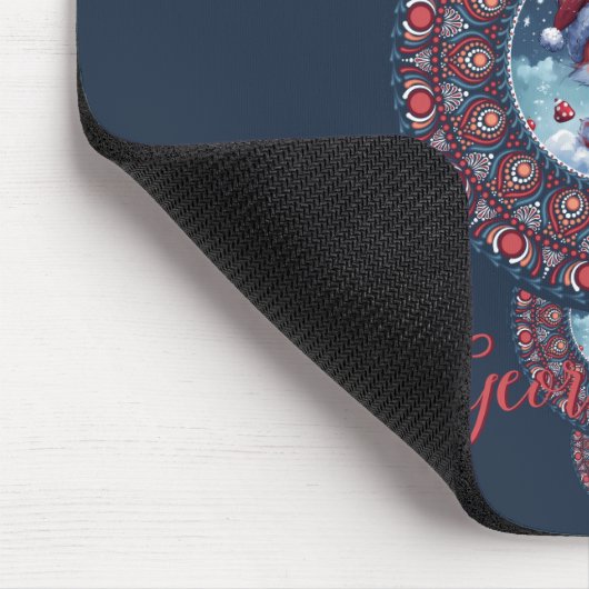 Personalisierter Kawaii Fox Ornamental Mandala Mousepad (Ecke)