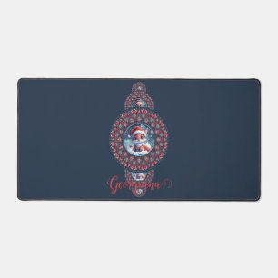 Personalisierter Kawaii Fox Ornamental Mandala Schreibtischunterlage