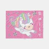 Personalisierter Kawaii Girly Pastellunicorn Fleecedecke (Vorderseite (Horizontal))