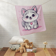 Personalisierter Kawaii Husky Welpe Rosa