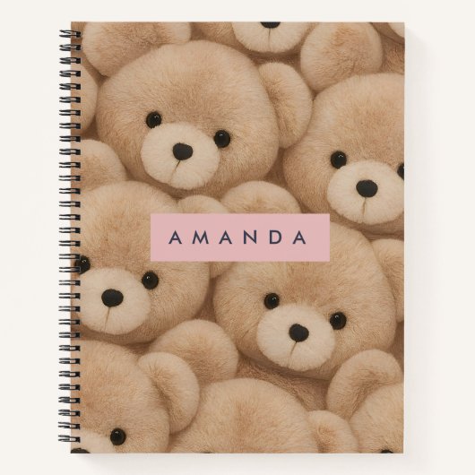 Personalisierter Kawaii Plüsch-Teddybär Notizblock (Vorderseite)