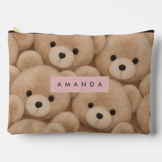 Personalisierter Kawaii Plüsch-Teddybär Zubehörtasche (Vorderseite)