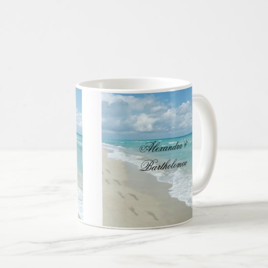 Personalisierter Keepake vom tropischen Strand Kaffeetasse (VorderseiteRechts)