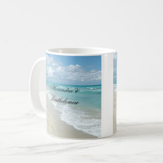 Personalisierter Keepake vom tropischen Strand Kaffeetasse (Vorderseite Links)